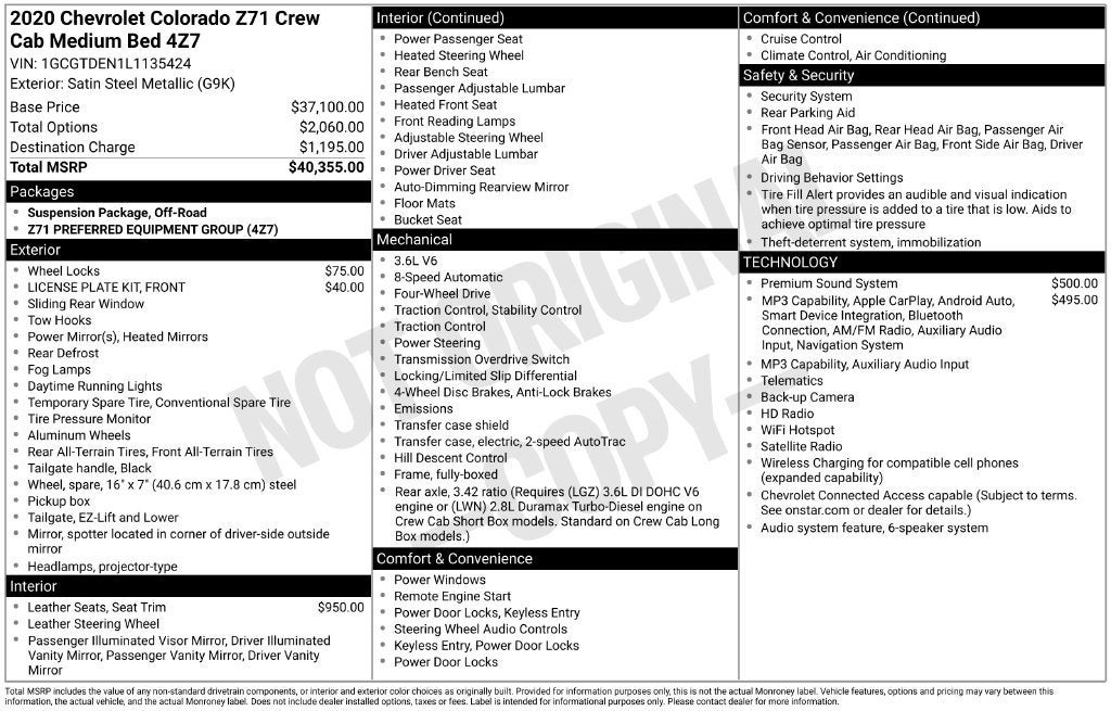 2020 Chevrolet Colorado 4WD Z71