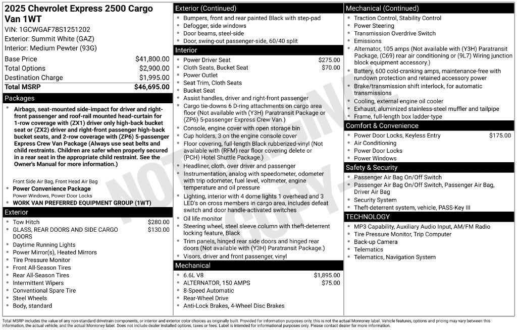 2025 Chevrolet Express Cargo WT