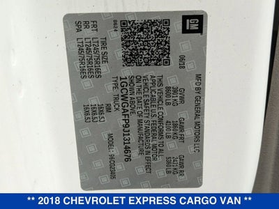 2018 Chevrolet Express Cargo 2500 2500 Regular Wheelbase Rear-Wheel Drive