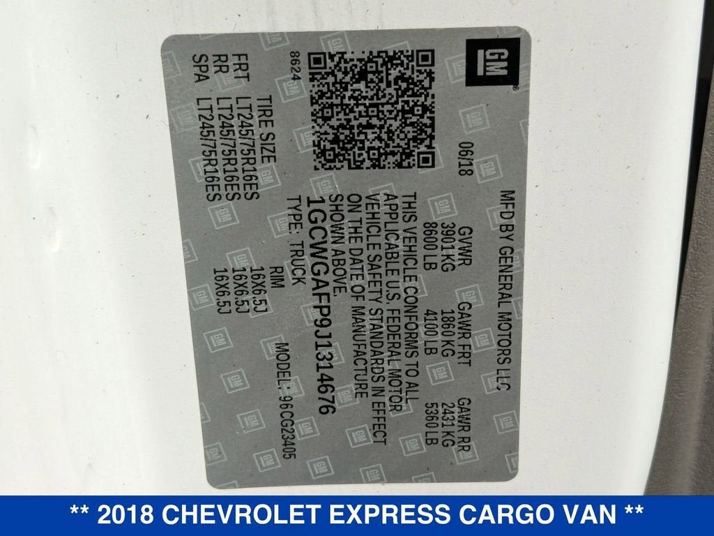2018 Chevrolet Express Cargo 2500 2500 Regular Wheelbase Rear-Wheel Drive