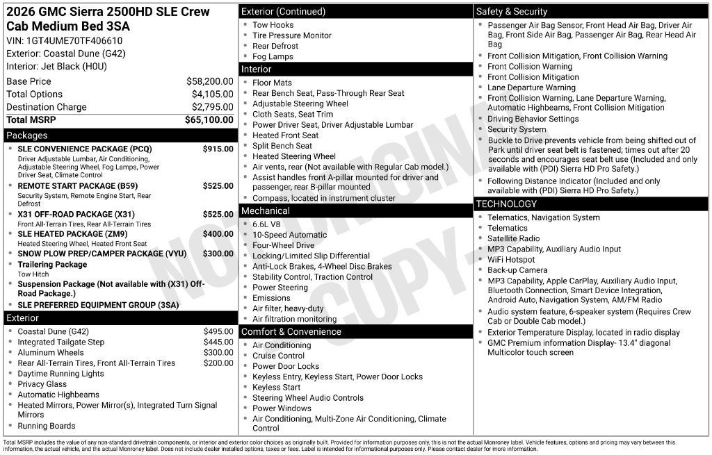 2026 GMC Sierra 2500 HD SLE
