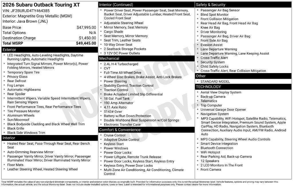 2026 Subaru Outback Touring XT