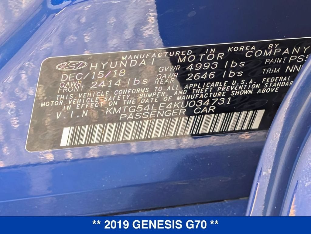 2019 Genesis G70 3.3T Advanced
